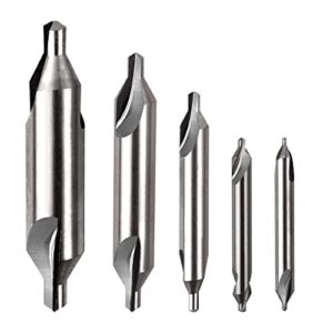 atoplee 5pcs center drill bits set, m2 high speed steel 60-degree angle countersink lathe bit mill tooling set for lathe metalworking,size 1 1.5 2.5 3.15 5mm