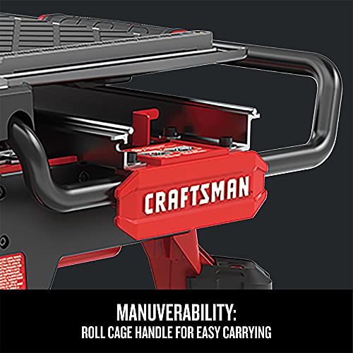 CRAFTSMAN V20 Tile Cutter, Wet Tile Saw, Compact Sliding Cart, 7 inch, Cordless, Battery and Charger (CMCS4000M1)