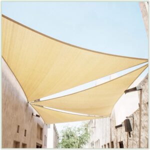 colourtree 8' x 8' x 8' beige triangle sun shade sail canopy mesh fabric uv block upf50 - commercial heavy duty - 190 gsm - 3 years warranty (we make custom size)