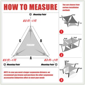 ColourTree 8' x 8' x 8' Beige Triangle Sun Shade Sail Canopy Mesh Fabric UV Block UPF50 - Commercial Heavy Duty - 190 GSM - 3 Years Warranty (We Make Custom Size)