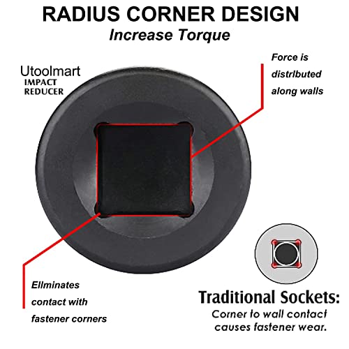 Utoolmart 1/2 Inch Drive (F) x 3/8 Inch (M) Impact Socket Adapter for Ratchet Wrenches, Female to Male, Cr-Mo