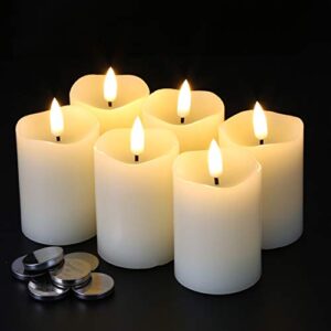 eywamage timer flameless votive candles 2 inch x 3 inch , flickering small led pillar candles batteries included, ivory christmas home decor 6 pack with 5 hours timer