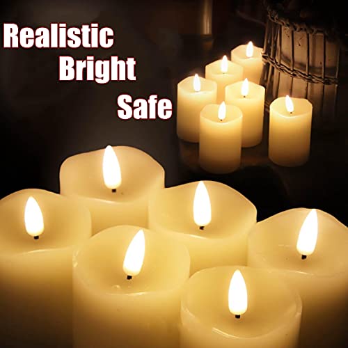 Eywamage Timer Flameless Votive Candles 2 inch x 3 inch , Flickering Small LED Pillar Candles Batteries Included, Ivory Christmas Home Decor 6 Pack with 5 hours timer