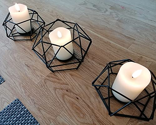 Eywamage Timer Flameless Votive Candles 2 inch x 3 inch , Flickering Small LED Pillar Candles Batteries Included, Ivory Christmas Home Decor 6 Pack with 5 hours timer