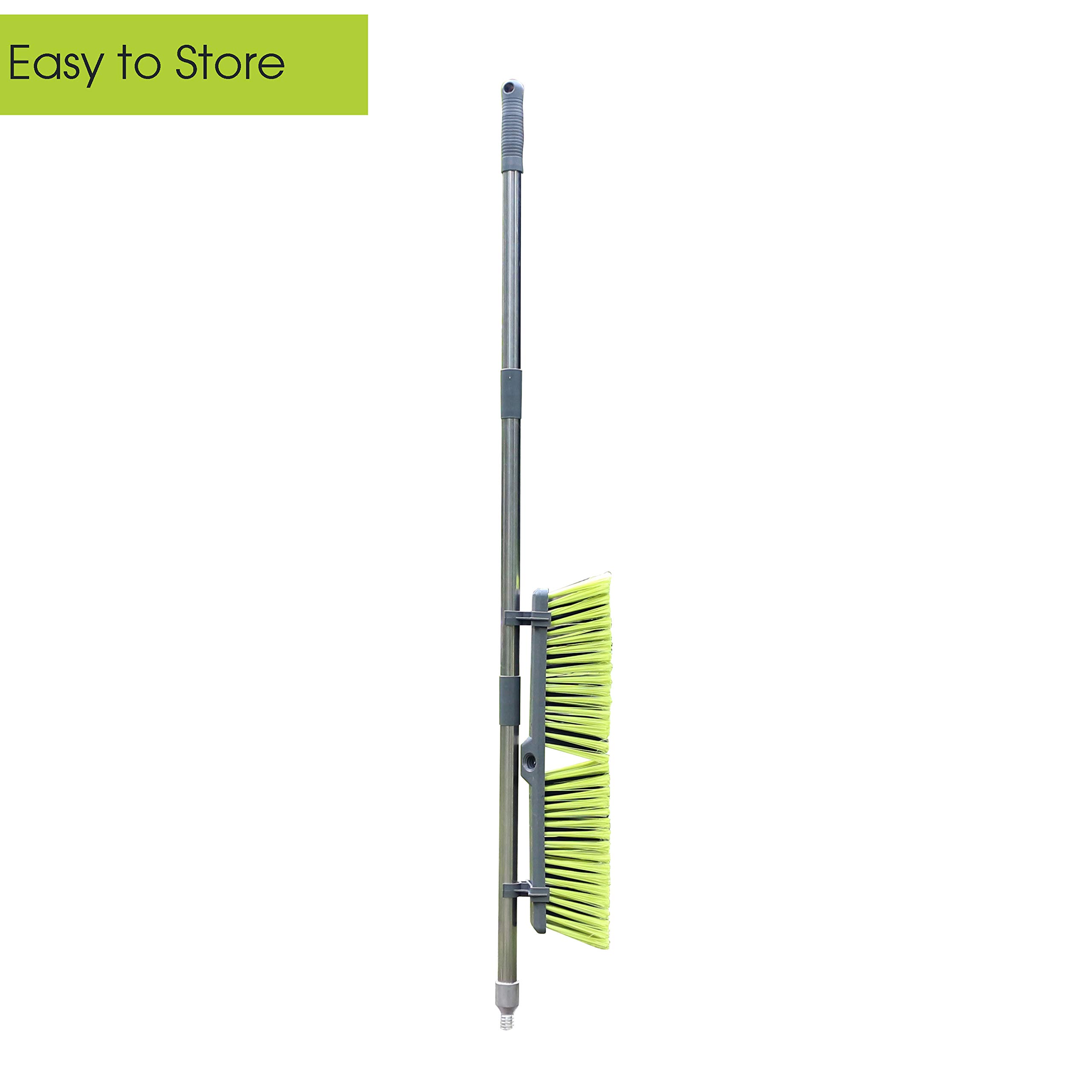 PHYEX 18” Push Broom with Adjustable Long Handle, Multi-Surface Floor Scrub Brush for Cleaning Deck, Patio, Garage, Driveway