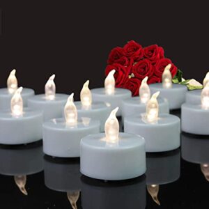 tappovaly battery operated led tea lights:24 pack flameless votive candles lamp realistic and bright flickering long lasting 150hours for wedding holiday party home decoration (warm white)