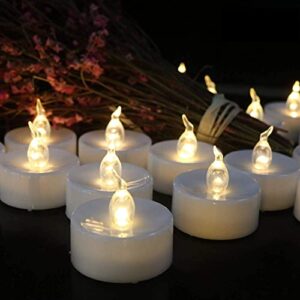 Tappovaly Battery Operated LED Tea Lights:24 Pack Flameless Votive Candles Lamp Realistic and Bright Flickering Long Lasting 150Hours for Wedding Holiday Party Home Decoration (Warm White)