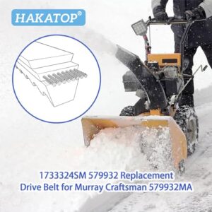 HAKATOP 1733324SM 579932 Replacement Drive Belt for Murray Craftsman 579932MA Stens 238-033 265-525 Snow Thrower Drive Belt (3/8" X 33")