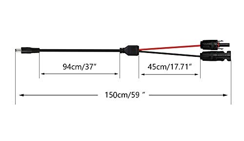 CERRXIAN 1.5m 16AWG to DC 5.5mm x 2.1mm Male Solar Power Extension Cable for Solar Panel and Portable Generator