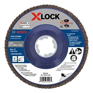 BOSCH FDX2745080 1-Piece 4-1/2 In. X-LOCK Flap Disc 80 Grit Compatible with 7/8 In. Arbor Type 27 for Applications in Metal Blending and Grinding