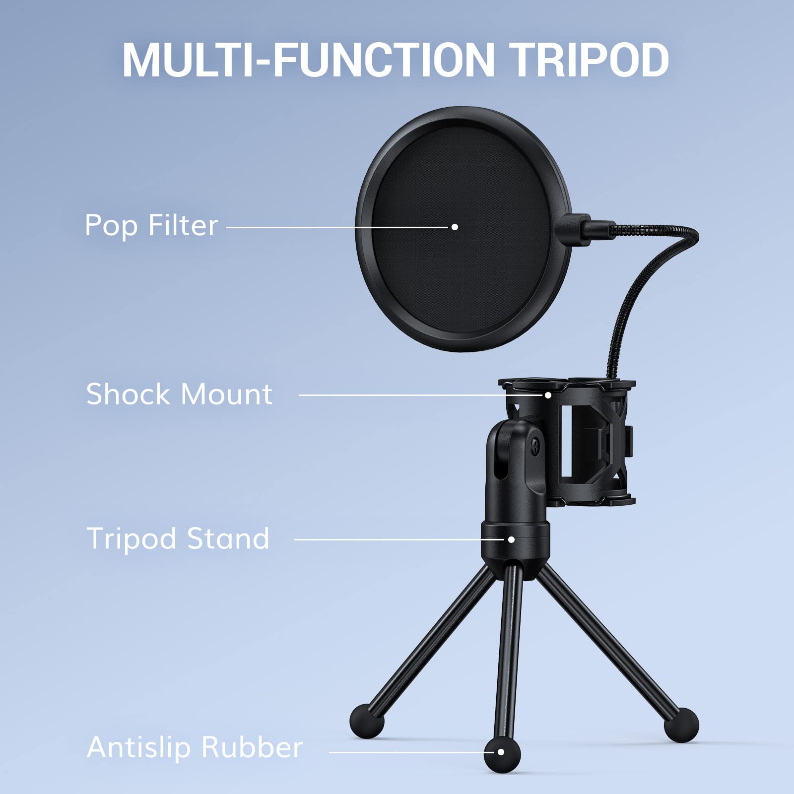 TONOR USB Microphone, Computer Cardioid Condenser PC Gaming Mic with Tripod Stand & Pop Filter for Streaming, Podcasting, Vocal Recording, Compatible with Laptop Desktop Windows Computer, TC-777