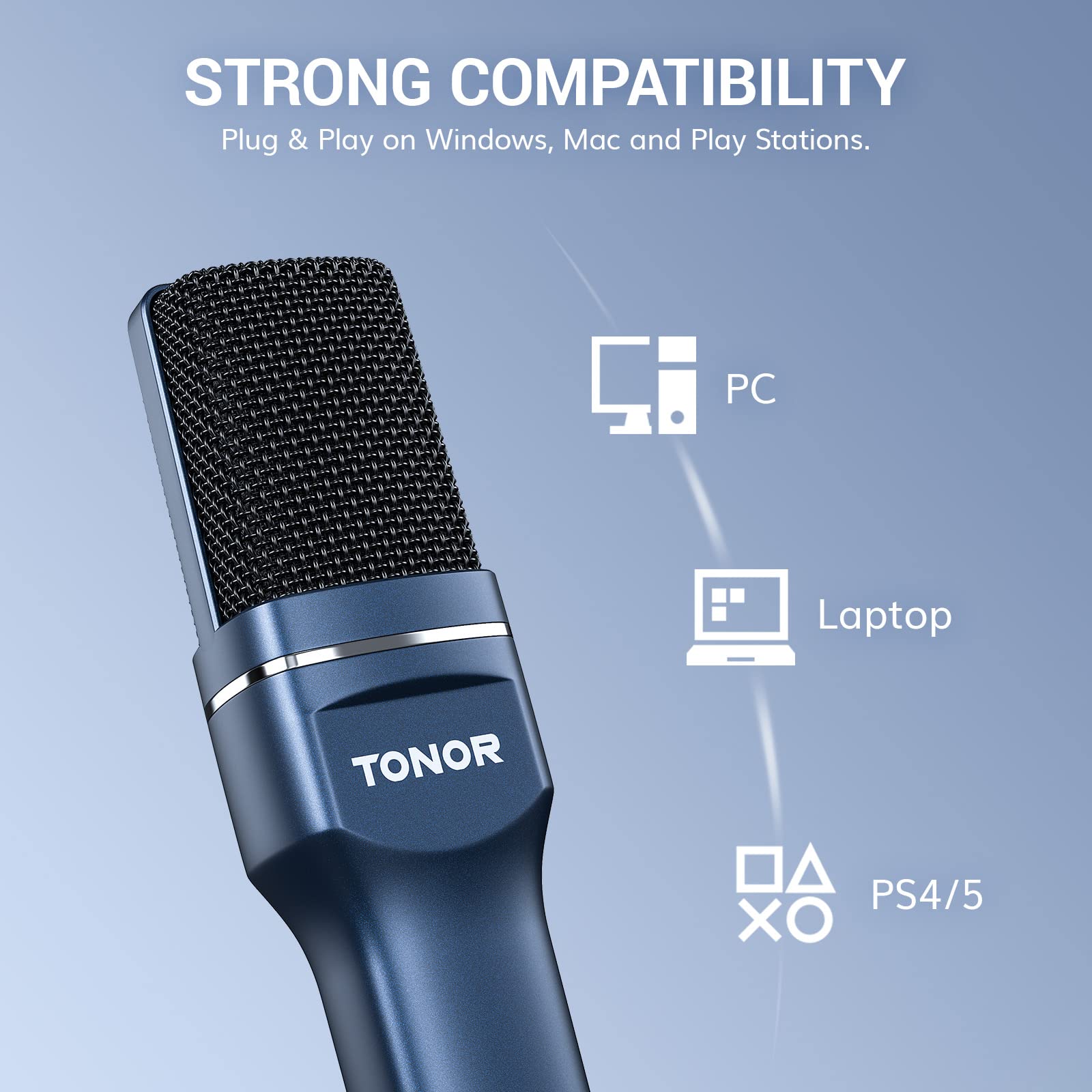 TONOR USB Microphone, Computer Cardioid Condenser PC Gaming Mic with Tripod Stand & Pop Filter for Streaming, Podcasting, Vocal Recording, Compatible with Laptop Desktop Windows Computer, TC-777
