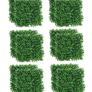 YaeGarden 12 Packs 10"x10" Artificial Boxwood Hedge Mat Boxwood Hedge Mat UV Privacy Fence Screen Greenery Panel Outdoor Decor