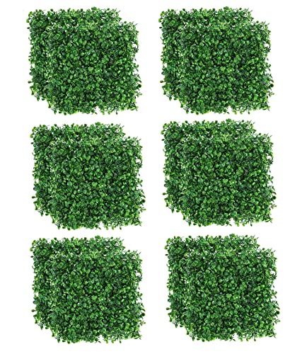 YaeGarden 12 Packs 10"x10" Artificial Boxwood Hedge Mat Boxwood Hedge Mat UV Privacy Fence Screen Greenery Panel Outdoor Decor