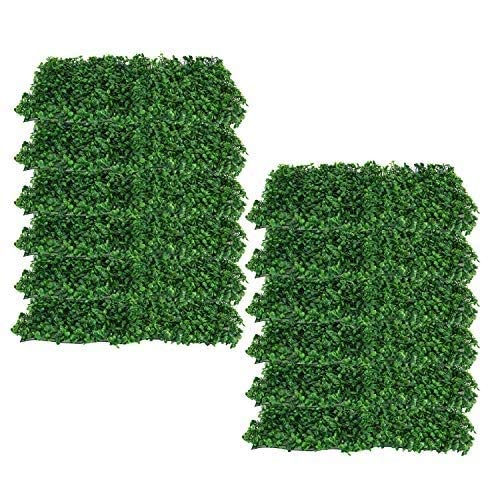 YaeGarden 12 Packs 10"x10" Artificial Boxwood Hedge Mat Boxwood Hedge Mat UV Privacy Fence Screen Greenery Panel Outdoor Decor