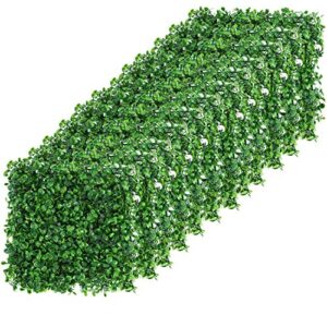 YaeGarden 12 Packs 10"x10" Artificial Boxwood Hedge Mat Boxwood Hedge Mat UV Privacy Fence Screen Greenery Panel Outdoor Decor