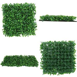 YaeGarden 12 Packs 10"x10" Artificial Boxwood Hedge Mat Boxwood Hedge Mat UV Privacy Fence Screen Greenery Panel Outdoor Decor