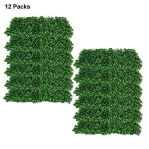 YaeGarden 12 Packs 10"x10" Artificial Boxwood Hedge Mat Boxwood Hedge Mat UV Privacy Fence Screen Greenery Panel Outdoor Decor