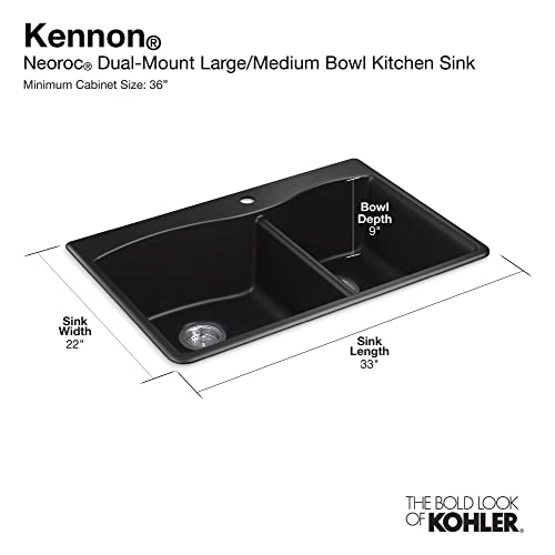 Kohler 28002-1-CM1 K-28002-1-CM1 Kennon Kitchen Sink, 33 in, Matte Black