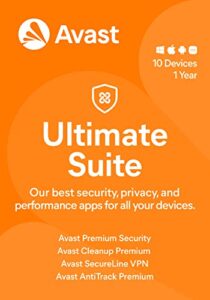 avast ultimate 2024 | antivirus+cleaner+vpn | 10 devices, 1 year [pc/mac/mobile download]