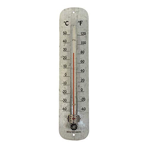 Bjerg Instruments Galvanized Steel Large Outdoor Thermometer 11.65 Inch Wall Thermometer