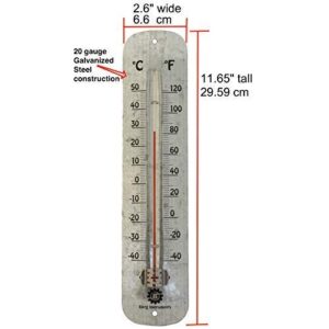 Bjerg Instruments Galvanized Steel Large Outdoor Thermometer 11.65 Inch Wall Thermometer