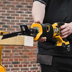 JCB Tools - JCB 20V Cordless Reciprocating Saw Power Tool - Without Battery - For Demolition, Remodeling, Drywall Cutting, Branch Cutting, Wood, Plastic, Metal, Pruning - Bare Unit