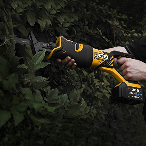 JCB Tools - JCB 20V Cordless Reciprocating Saw Power Tool - Without Battery - For Demolition, Remodeling, Drywall Cutting, Branch Cutting, Wood, Plastic, Metal, Pruning - Bare Unit