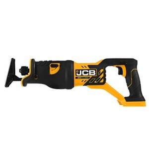 JCB Tools - JCB 20V Cordless Reciprocating Saw Power Tool - Without Battery - For Demolition, Remodeling, Drywall Cutting, Branch Cutting, Wood, Plastic, Metal, Pruning - Bare Unit