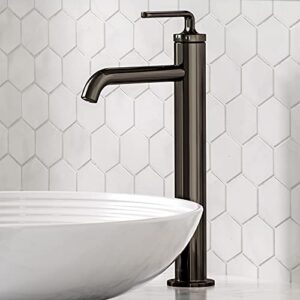 KRAUS Novis Single Handle Vessel Sink Bathroom Faucet with Pop-Up Drain in Matte Black, KVF-1220MB