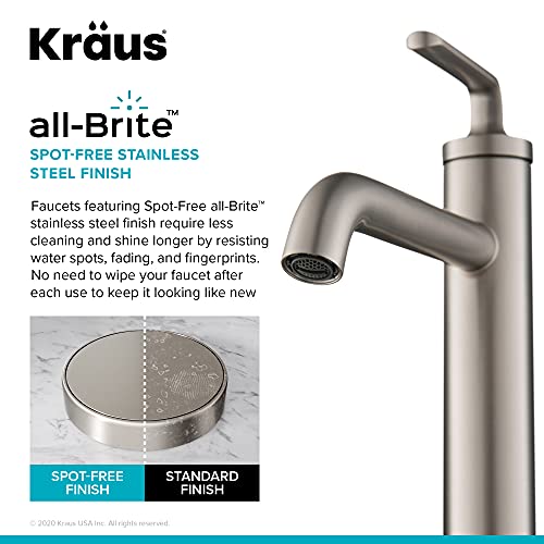 KRAUS Novis Single Handle Vessel Sink Bathroom Faucet with Pop-Up Drain in Matte Black, KVF-1220MB