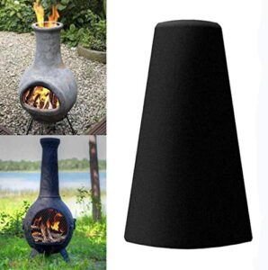 j&c outdoor fire pit cover, light weight patio chiminea cover, waterproof protective chimney fire pit heater cover for outdoor garden heater (black)
