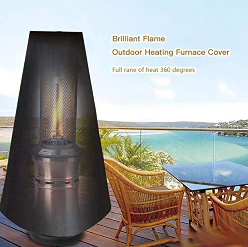 J&C Outdoor Fire Pit Cover, Light weight Patio Chiminea Cover, Waterproof Protective Chimney Fire Pit Heater Cover for Outdoor Garden Heater (Black)