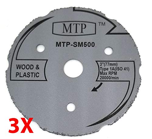 MTP Brand SM500 Saw Max 3" (3 Pack) Wood Plastic Segment Carbide Circular Saw Compatible to use for Saw Max US40 and Rotozip zipsaw RFS1000 (3) - 7/16" Arbor