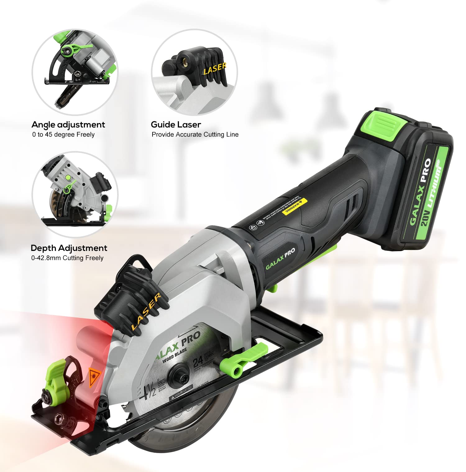 GALAX PRO Circular Saw and Reciprocating Saw Combo Kit with 1pcs 4.0Ah Lithium Battery and One Charger, 7 Saw Blades and Tool Bag