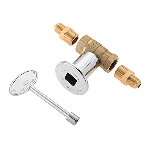 1/2" Straight Quarter Turn Shut-Off Gas ValveFire Pit Gas Kit for Natural Gas LP Gas Fire Pits, 3/8 Male Flare x 1/2 NPT Fittings with Polished Chrome Flange Brass Body and 3" Key