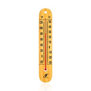 defull extra large 10.5-inch wood thermometer wall thermometer wooden indoor thermometer with double scales ℉&℃ household thermometer for home office warehouse greenhouse