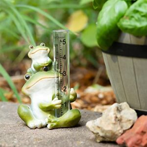 LA CROSSE MCCORMICK 704-4114 5 in. Table Standing Polyresin Frog Rain Gauge, Green