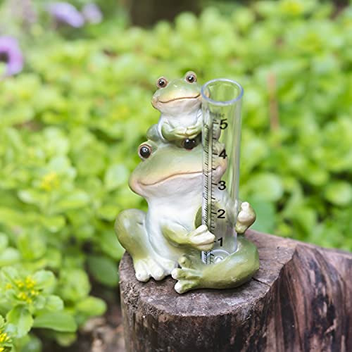 LA CROSSE MCCORMICK 704-4114 5 in. Table Standing Polyresin Frog Rain Gauge, Green