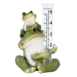 LA CROSSE MCCORMICK 704-4114 5 in. Table Standing Polyresin Frog Rain Gauge, Green