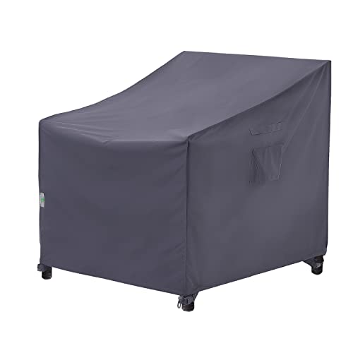 Patio Chair Covers, Deep Seat Lounge Chair Dining Chair Cover, Heavy Duty Waterproof UV Resistant Outdoor Furniture Cover, Grey, 35"W x 39"D x 36"H