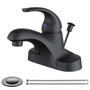 wowow black bathroom faucet one handle 4 inch centerset bathroom faucets with lift rod drain assembly sink faucet lavatory faucet matte black bathroom faucets