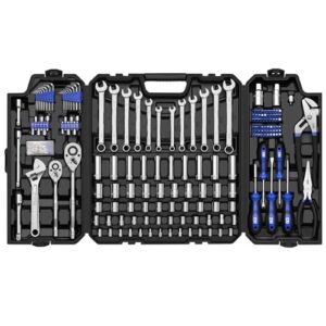 prostormer 240-piece mechanics hand tool set, general assorted sae/metric sockets and wrenches automotive repair tool kit with plastic storage toolbox