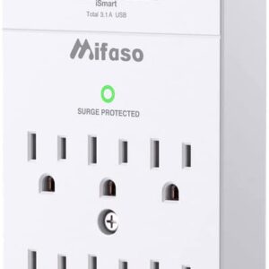 Outlet Extender - Wall Surge Protector with 6 Outlets 3 USB (1 USB C, 2 USB A), Multi Plug Outlet Splitter, Wall Mount Adapter with Top Phone Holder for Home, School, Office (490 Joules)