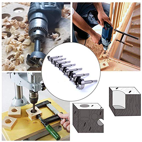 MYOYAY 15PCS Forstner Drill Bit Set Metric 10-50mm 2/5-2 Inch Carbon Steel Wood Punching Bits Woodworking Hole Saw Flat Wing Drilling Bits with Wooden Storage Box