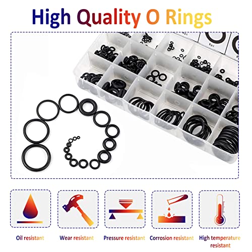 770pcs Rubber O Ring Assortment Kits 18 Sizes Sealing Gasket Washers Made of NBR by HongWay for Car Auto Vehicle Repair, Professional Plumbing, Air or Gas Connections