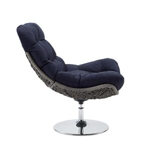 Modway Brighton Outdoor Patio Wicker Rattan Swivel Lounge Chair in Light Gray Navy