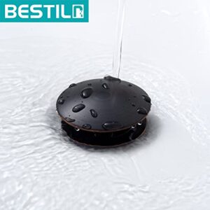 BESTILL Bathroom Vessel Sink Drain Stopper, Push Pop Up Drain Without Overflow, Oil Rubbed Bronze
