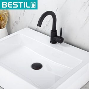 BESTILL Bathroom Vessel Sink Drain Stopper, Push Pop Up Drain Without Overflow, Oil Rubbed Bronze