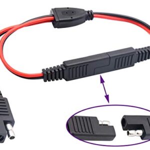 AAOTOKK SAE Y Splitter Adapter Cable SAE 1 to 2 SAE DC Power Automotive Extension Cable 2 Pin Quick Connect Disconnect Plug SAE Connector 18AwG Wire for Solar Panel Charging(30 cm-Red Black)